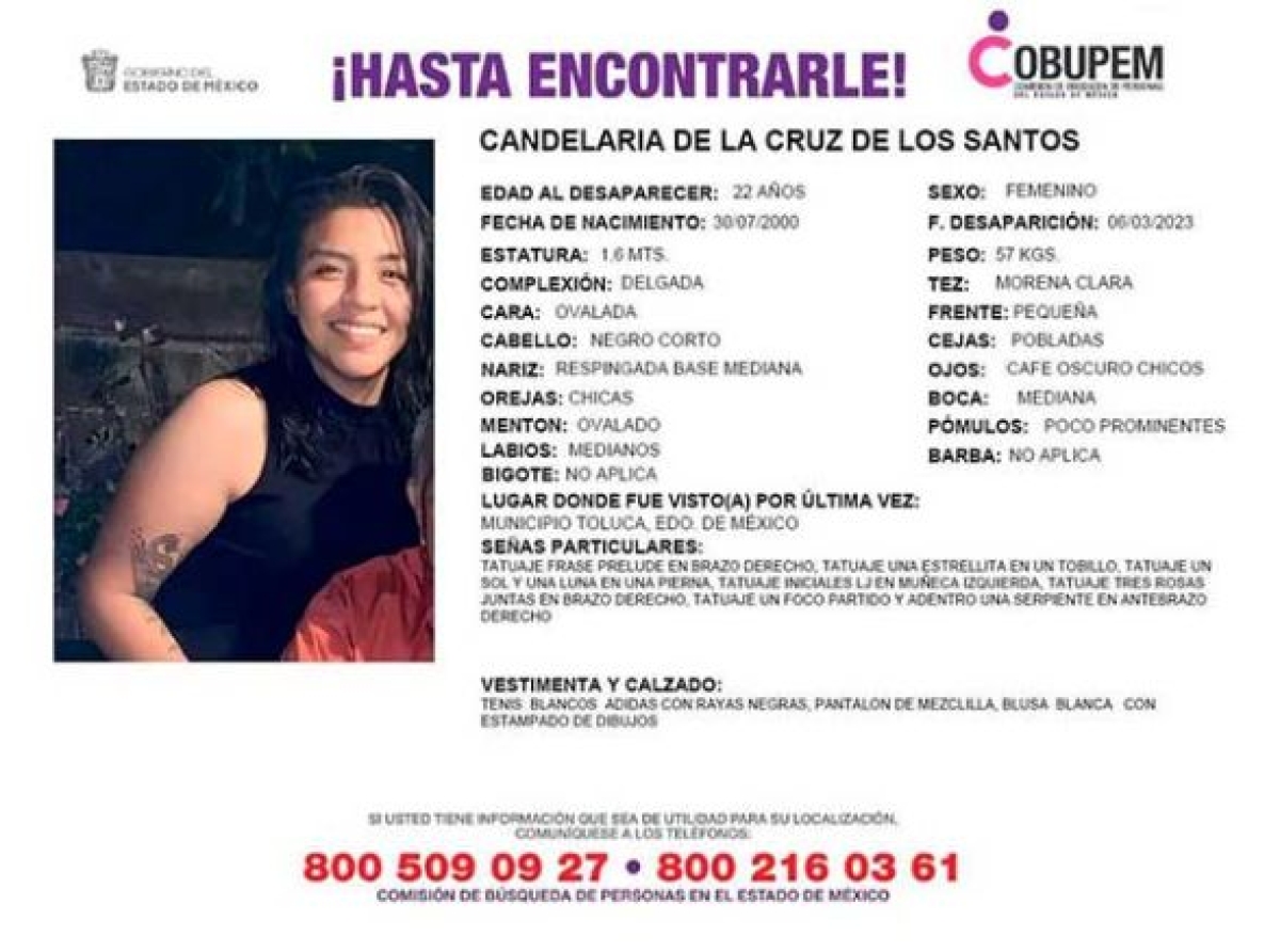 Familiares buscan a Candelaria, jovencita desaparecida