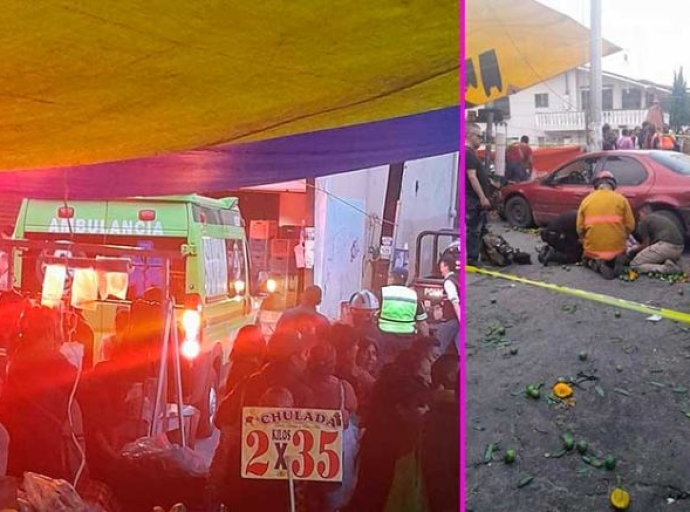 Automovilista sin frenos atropella varias personas en tianguis