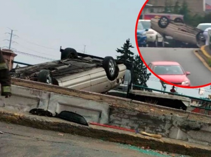 Aparatosa volcadura se registra en Paseo Tollocan