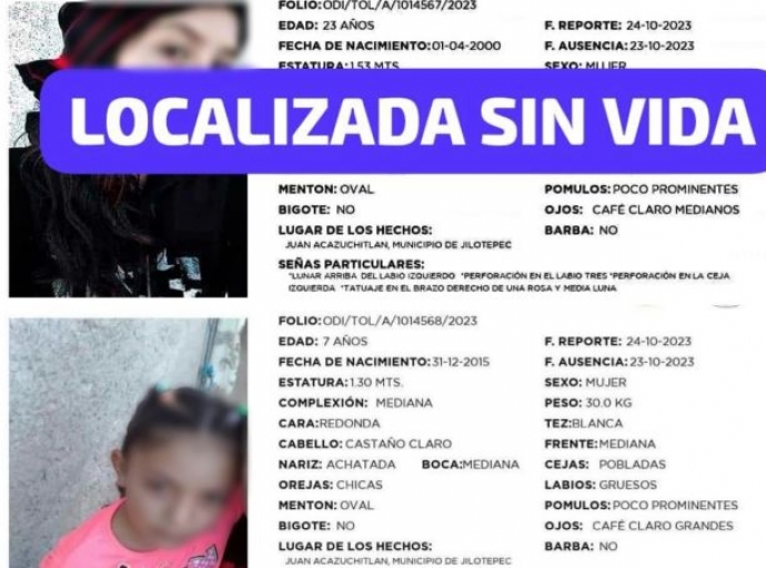 Aparece Wendy “N” sin vida, su hija sigue desaparecida