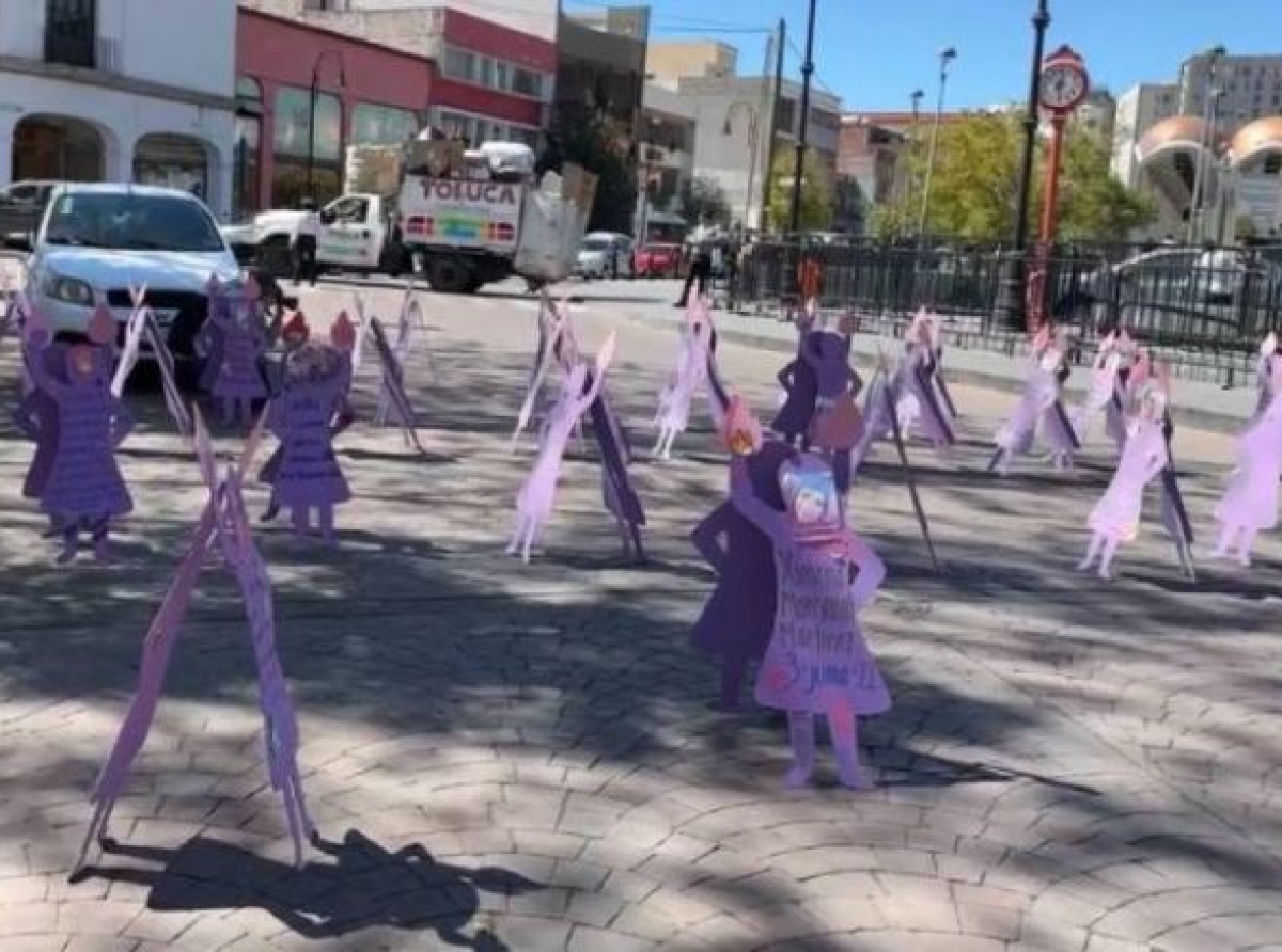 Manifestación en centro de Toluca en memoria de Fátima