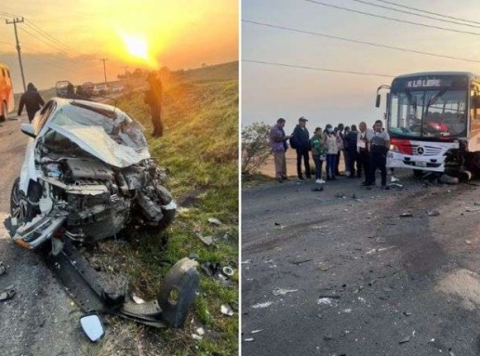 Muere conductor al chocar contra autobús
