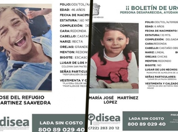Sin pistas de papá e hija desaparecidos
