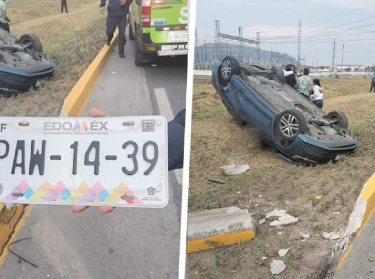 Auto provoca volcadura en Las Torres y huye