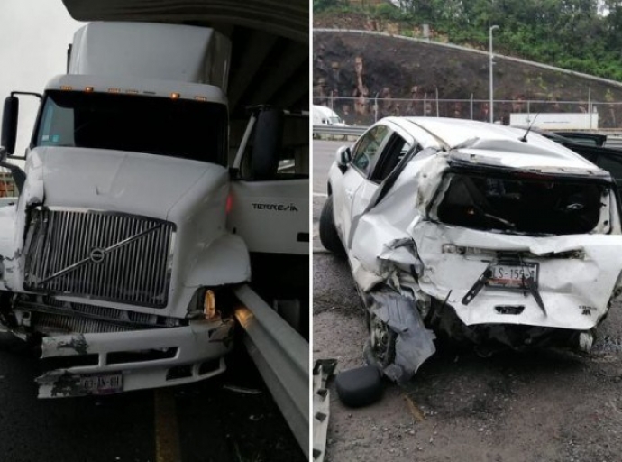 Tráiler cargado con veladoras provoca carambola