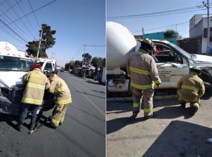 Choca pipa de gas en la vía Metepec-Zacango