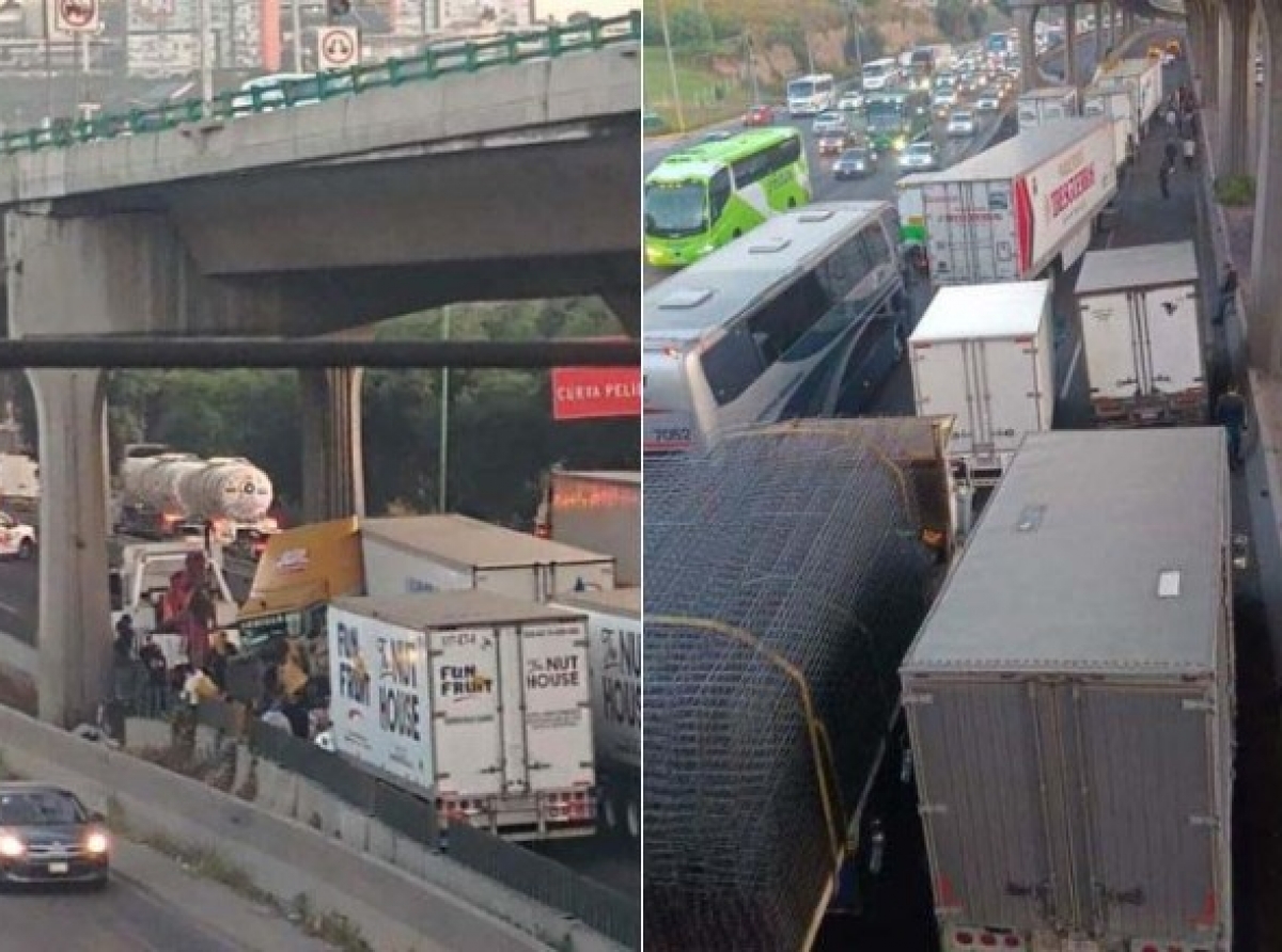  Caos en la México-Querétaro por tráiler accidentado 