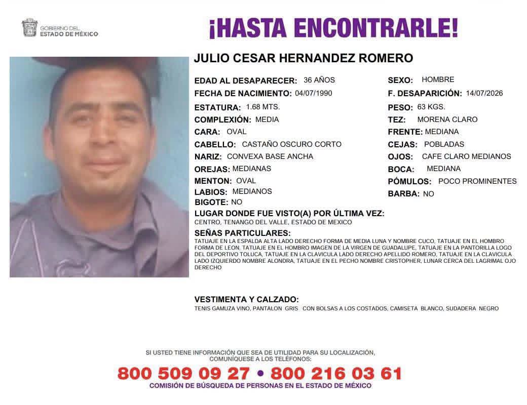 ¡Ayuda a encontrarlo! Buscan a hombre desaparecido desde el 14 de julio